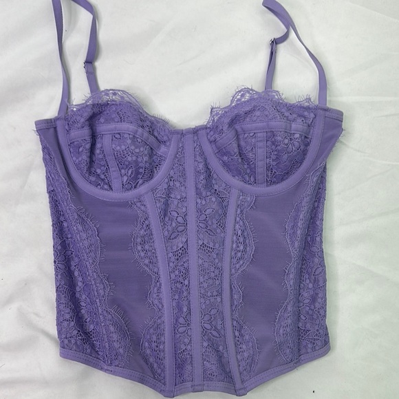 Urban Outfitters Tops - Urban Outfitters Purple Lace/Mesh Corset Camisole Top S